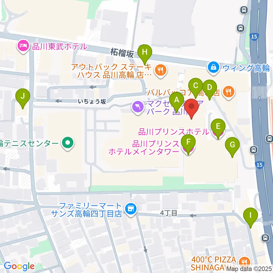 品川プリンスホテル クラブeX周辺のホテル一覧地図