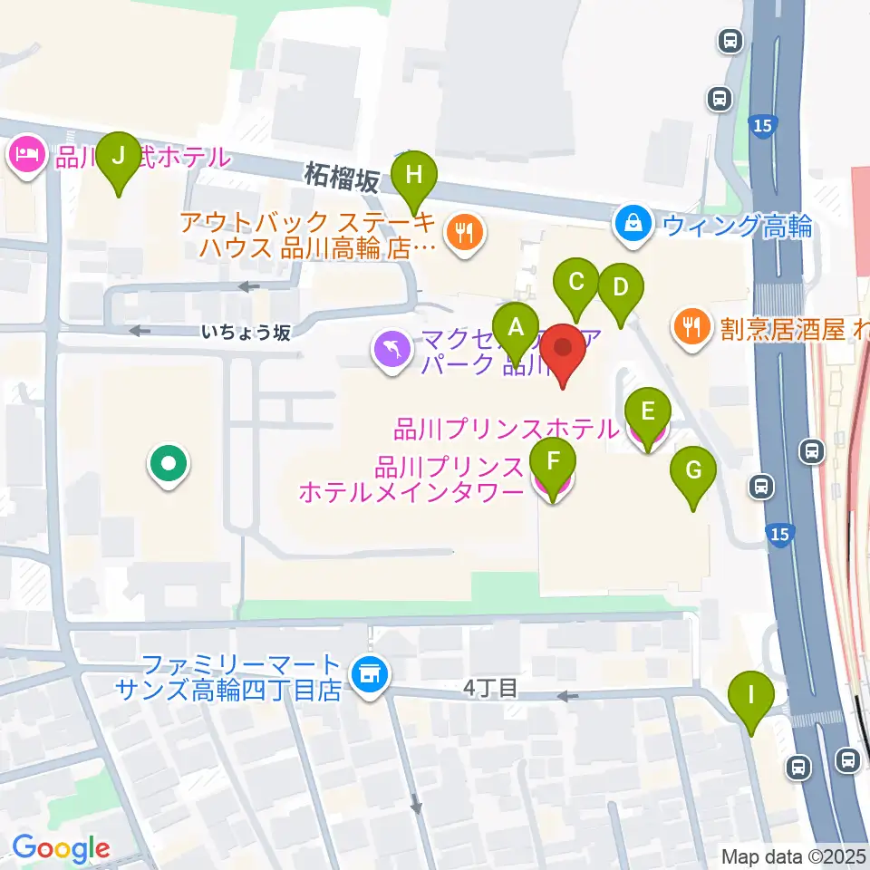 品川プリンスホテル クラブeX周辺のホテル一覧地図