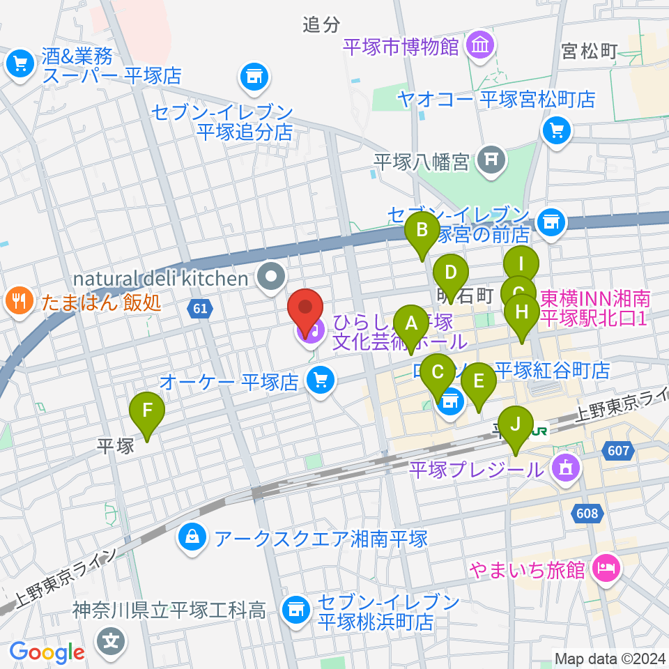 ひらしん平塚文化芸術ホール周辺のホテル一覧地図