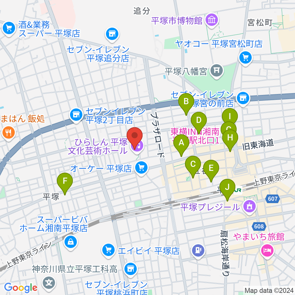 ひらしん平塚文化芸術ホール周辺のホテル一覧地図