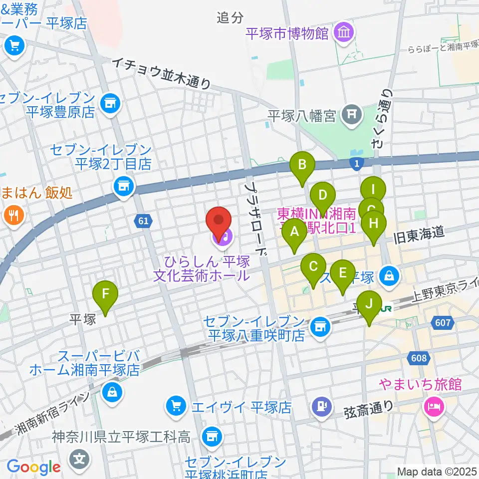 ひらしん平塚文化芸術ホール周辺のホテル一覧地図