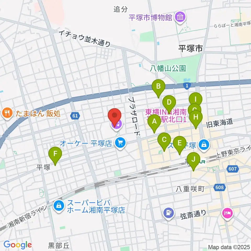 ひらしん平塚文化芸術ホール周辺のホテル一覧地図
