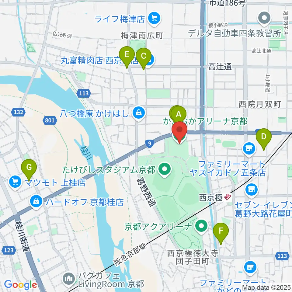 かたおかアリーナ京都周辺のホテル一覧地図