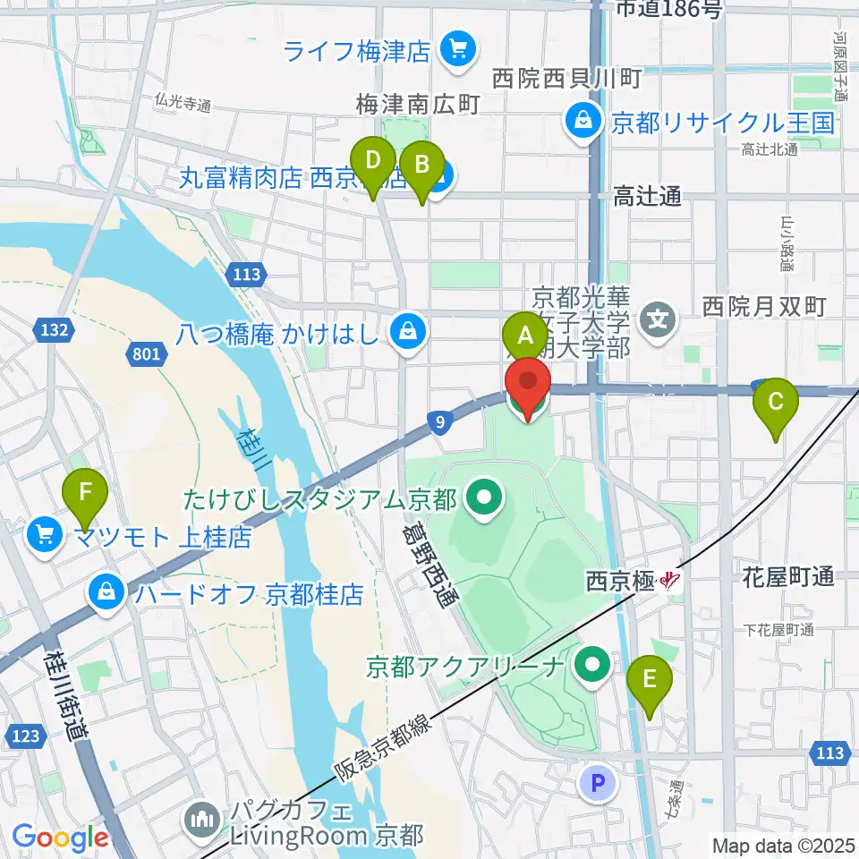 かたおかアリーナ京都周辺のホテル一覧地図