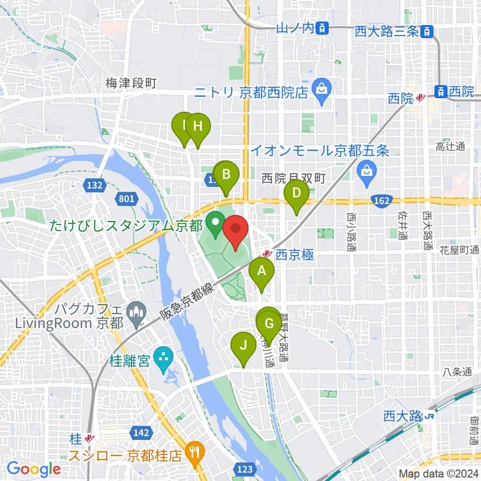 わかさスタジアム京都周辺のホテル一覧地図