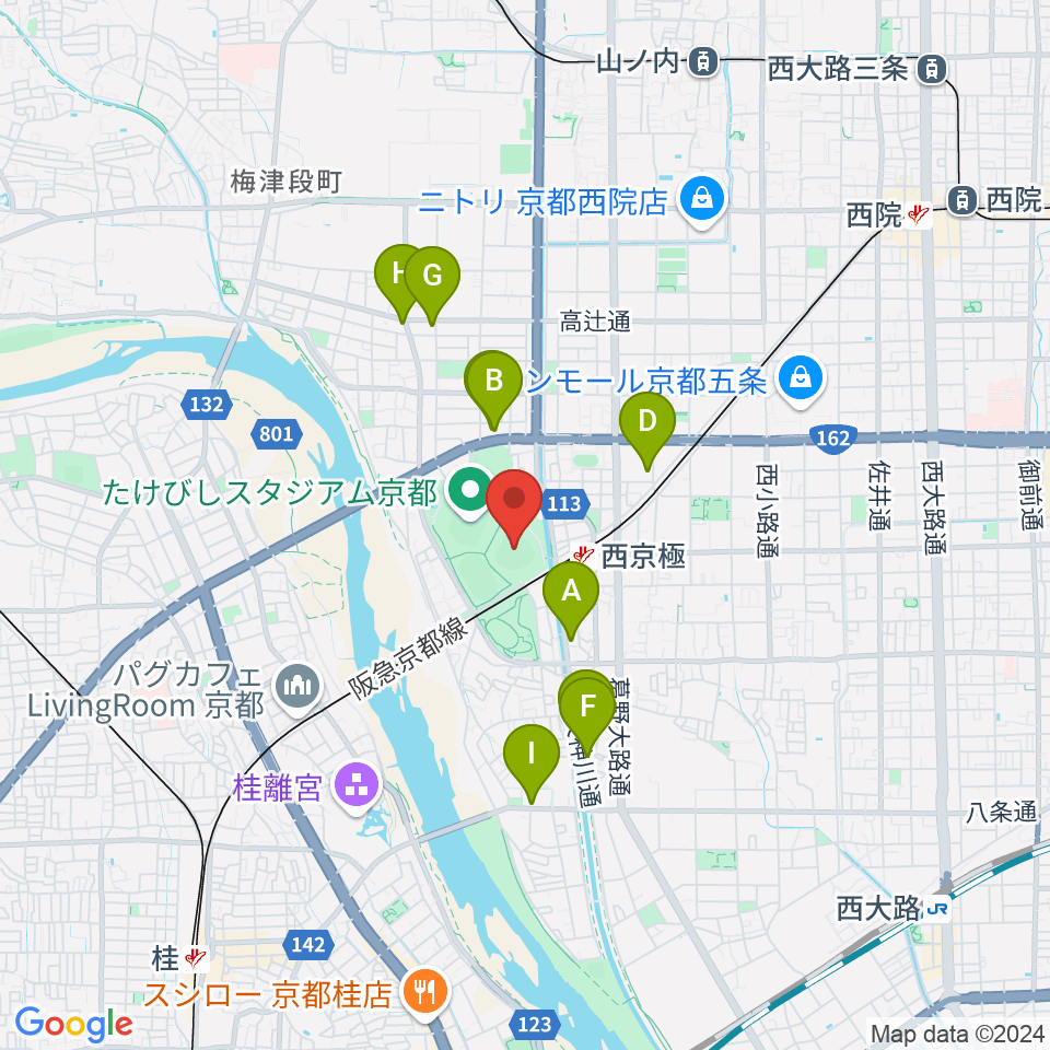 わかさスタジアム京都周辺のホテル一覧地図