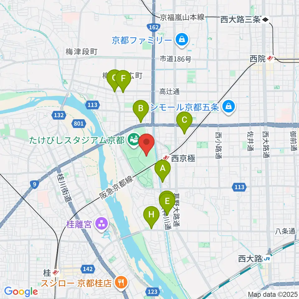 わかさスタジアム京都周辺のホテル一覧地図