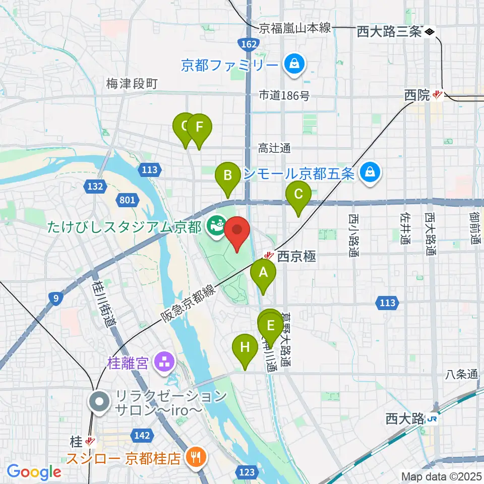 わかさスタジアム京都周辺のホテル一覧地図