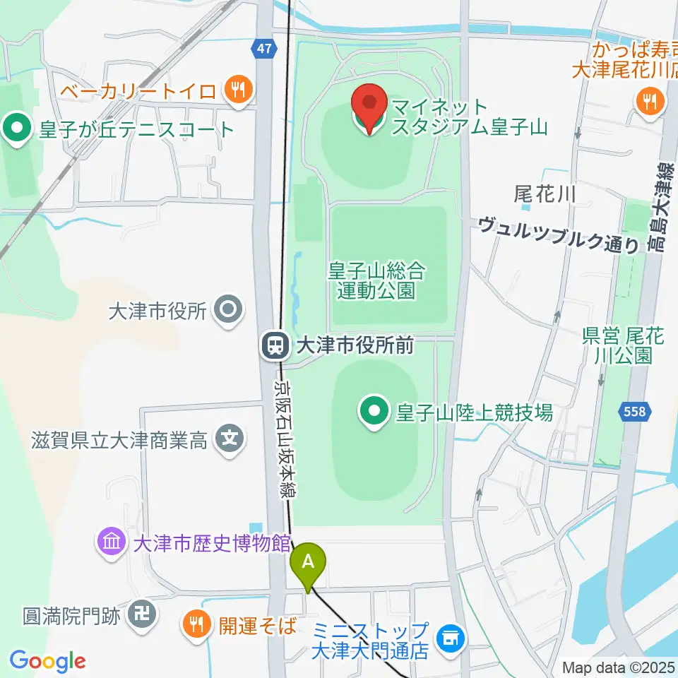 マイネットスタジアム皇子山周辺のホテル一覧地図