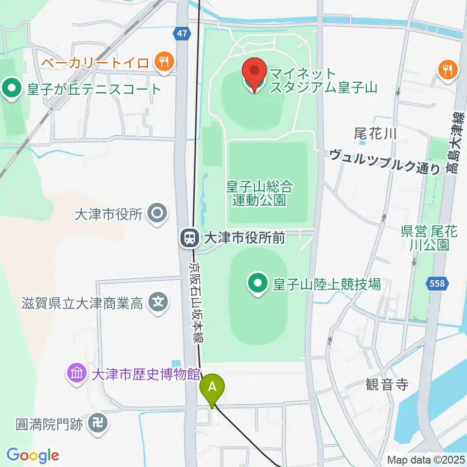 マイネットスタジアム皇子山周辺のホテル一覧地図