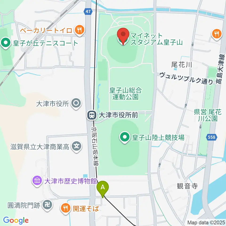 マイネットスタジアム皇子山周辺のホテル一覧地図