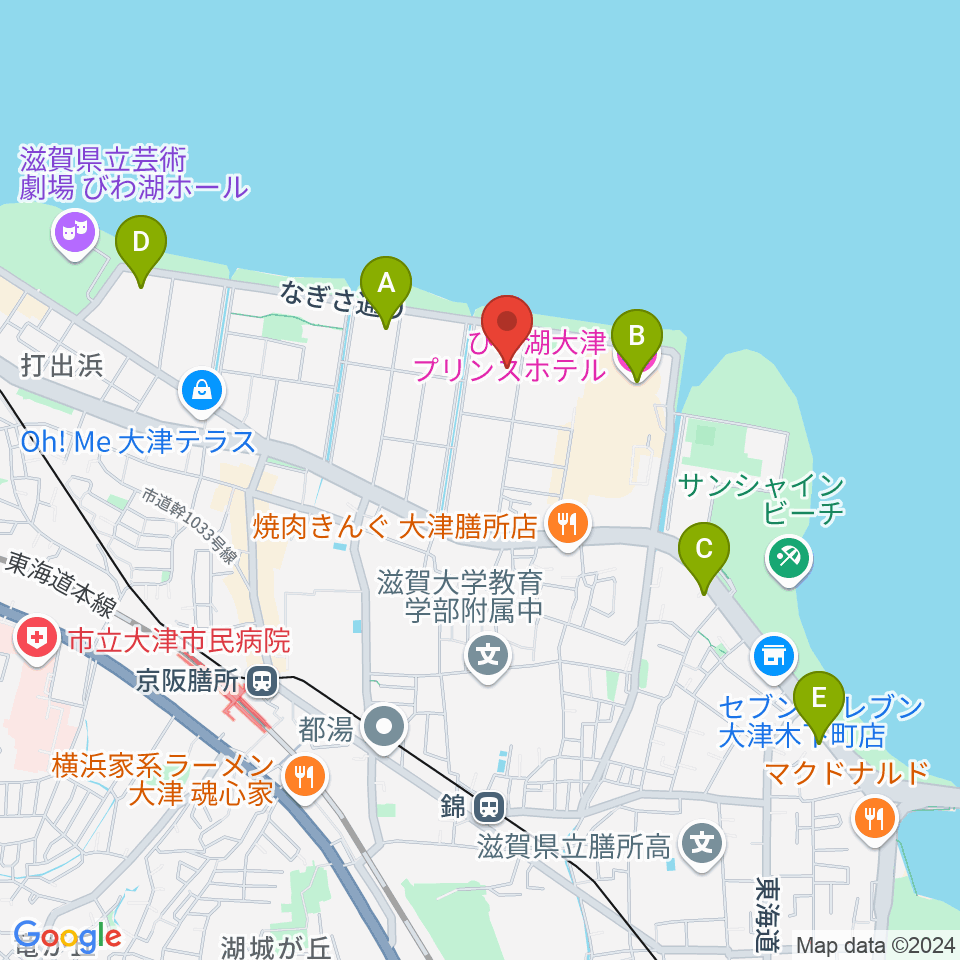 滋賀県立武道館周辺のホテル一覧地図