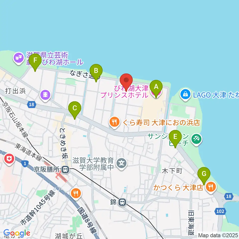 滋賀県立武道館周辺のホテル一覧地図