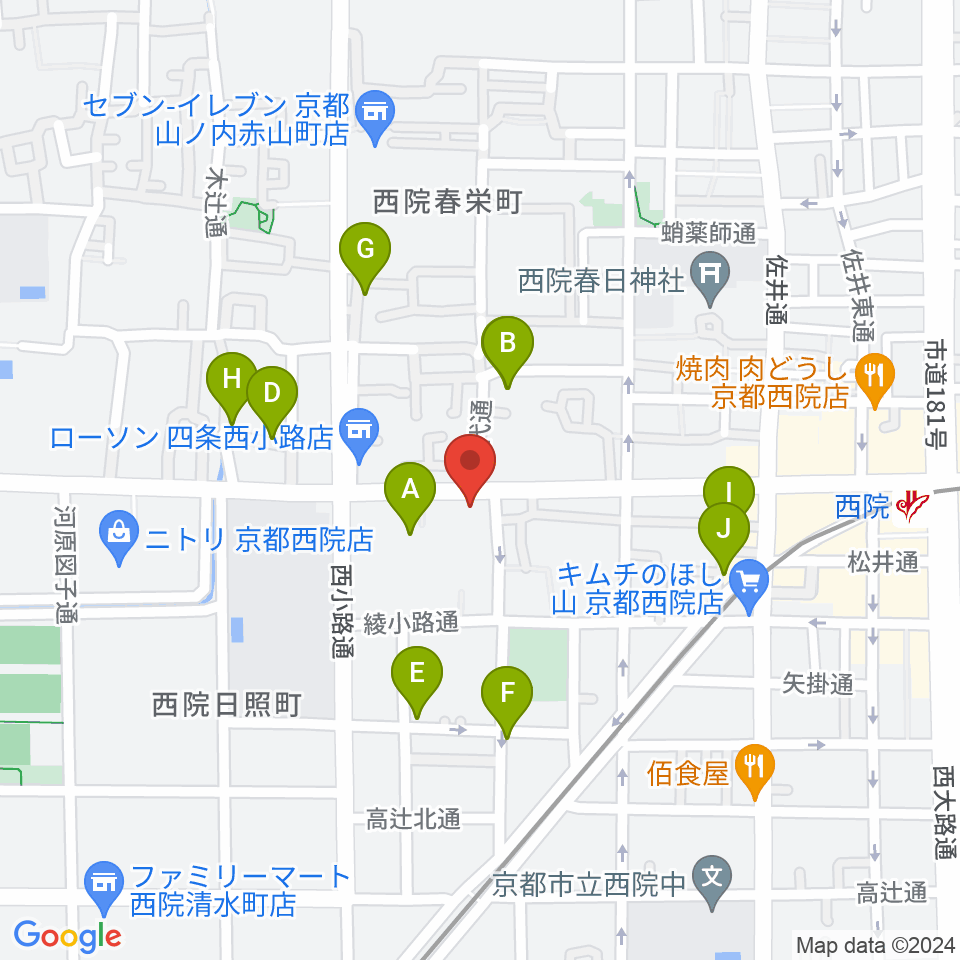 Bar Overground西院周辺のホテル一覧地図