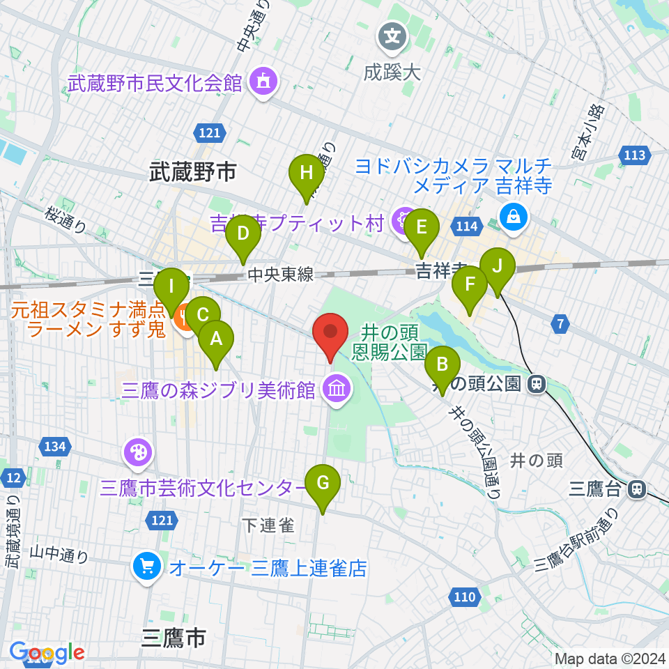 吉祥寺NEPO周辺のホテル一覧地図