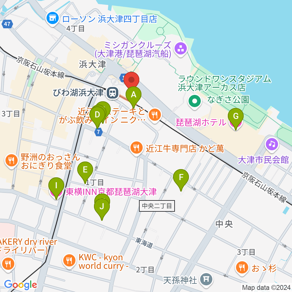 スカイプラザ浜大津周辺のホテル一覧地図