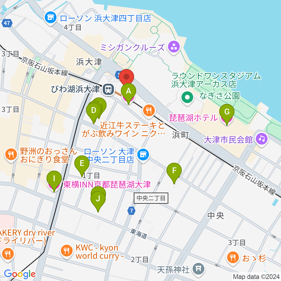 スカイプラザ浜大津周辺のホテル一覧地図