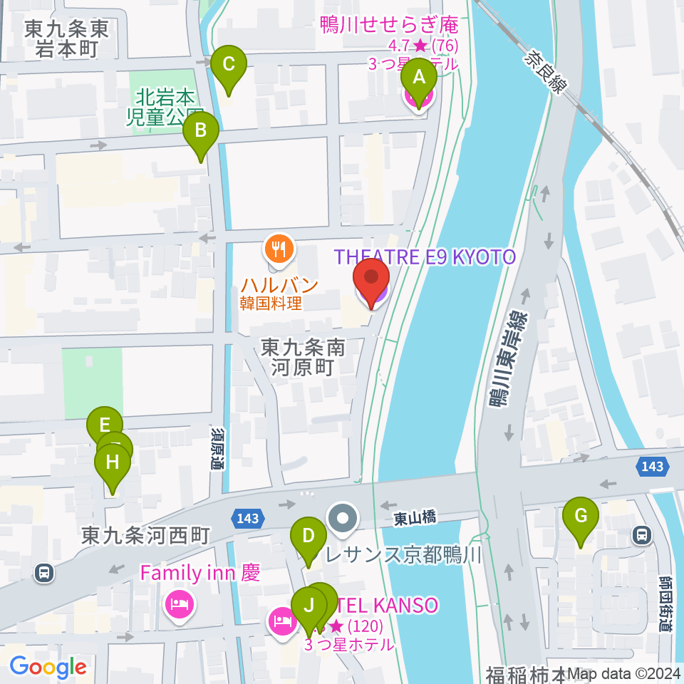 Theatre E9 Kyoto周辺のホテル一覧地図