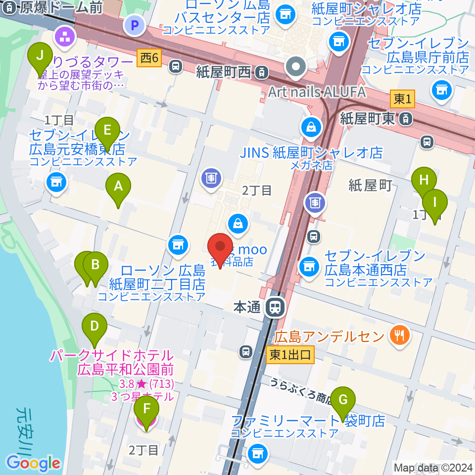 広島Yise周辺のホテル一覧地図