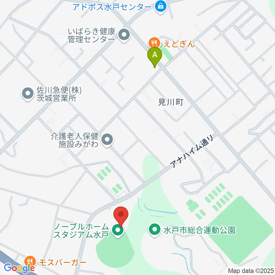 ノーブルホームスタジアム水戸周辺のホテル一覧地図