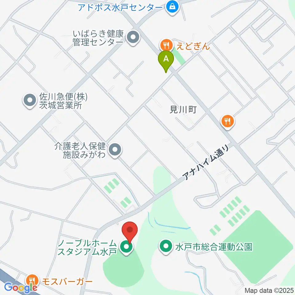 ノーブルホームスタジアム水戸周辺のホテル一覧地図