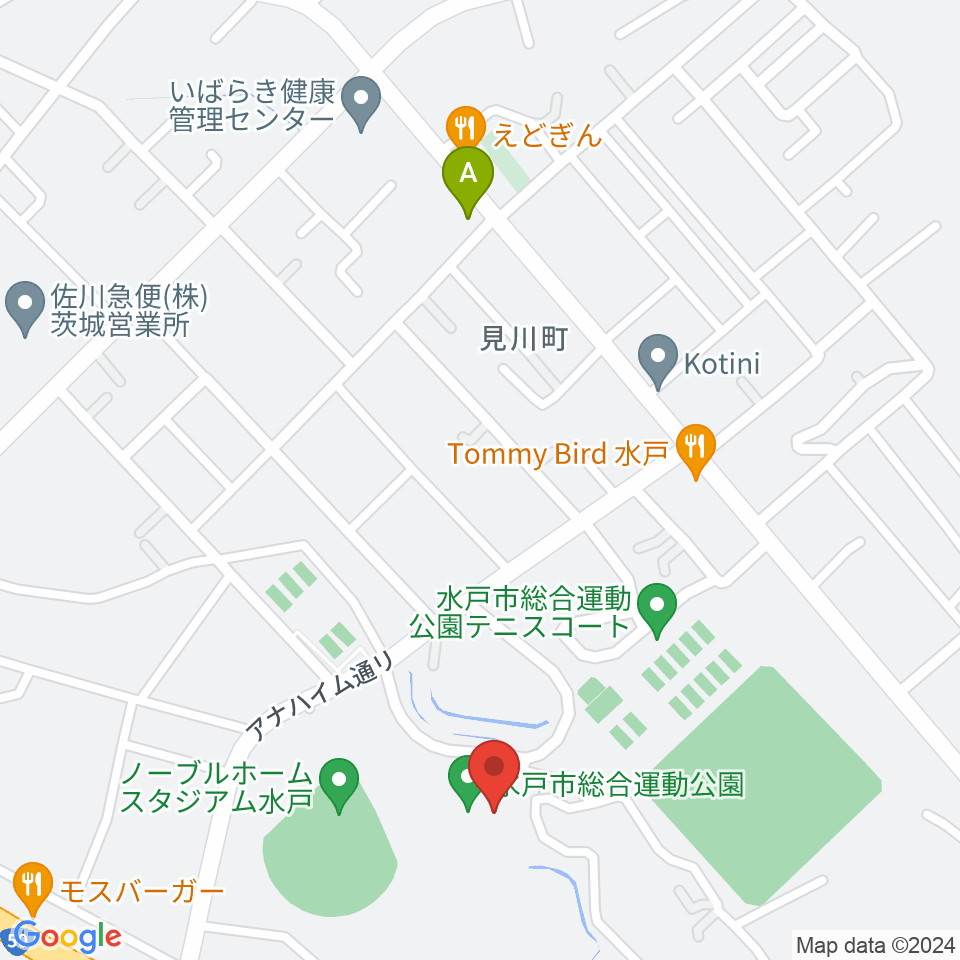 水戸市総合運動公園体育館周辺のホテル一覧地図