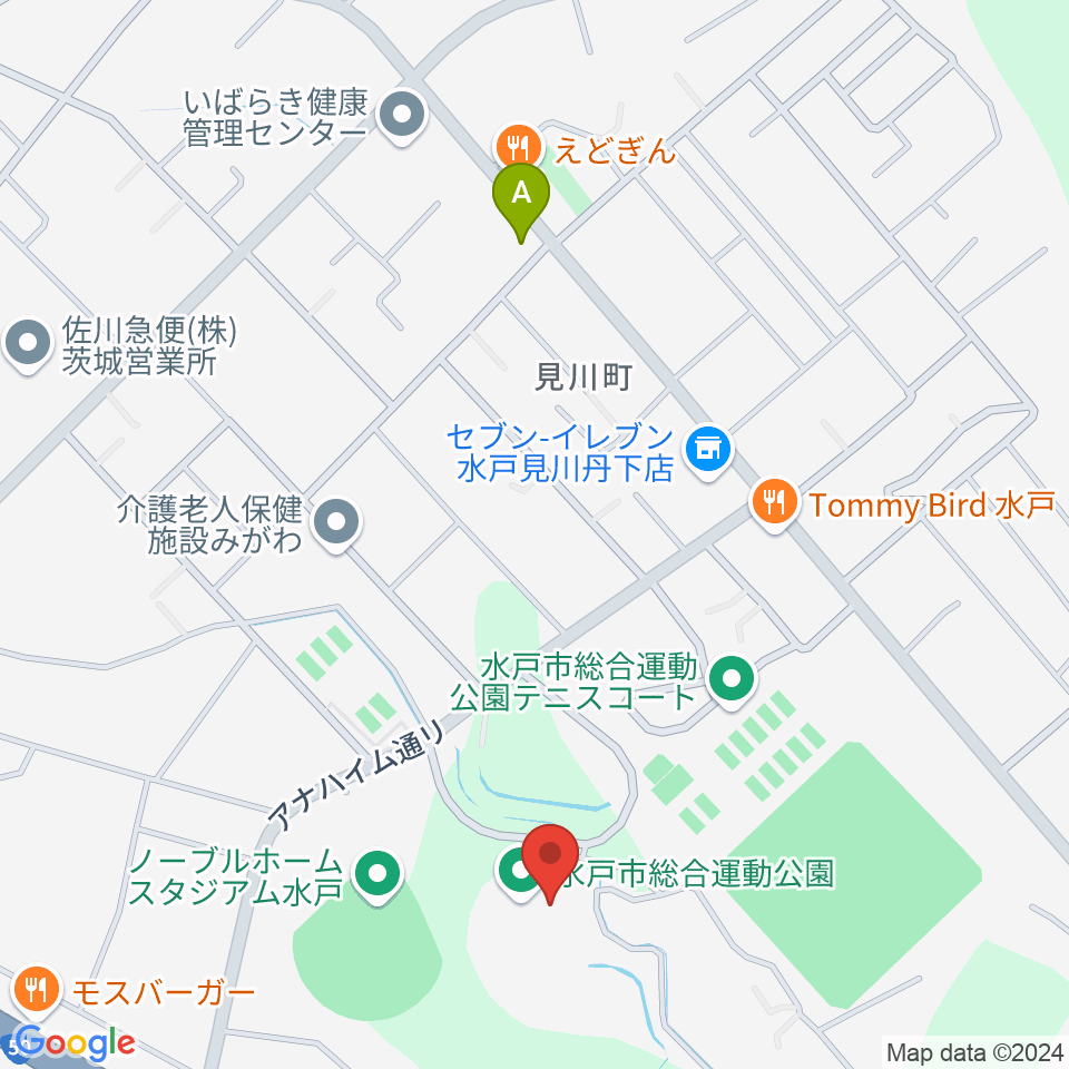 水戸市総合運動公園体育館周辺のホテル一覧地図