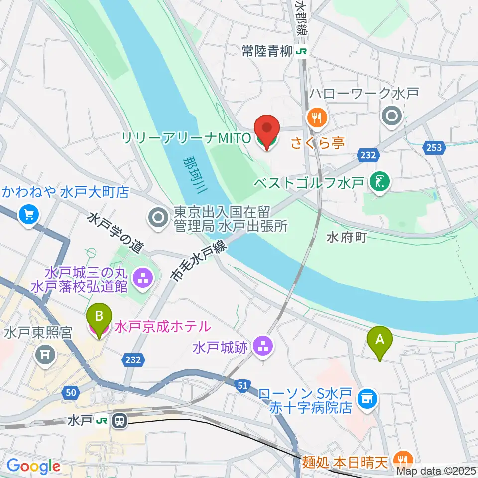 リリーアリーナMITO周辺のホテル一覧地図