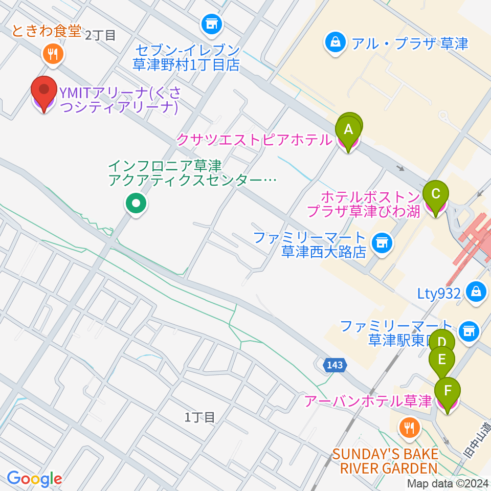 YMITアリーナ周辺のホテル一覧地図