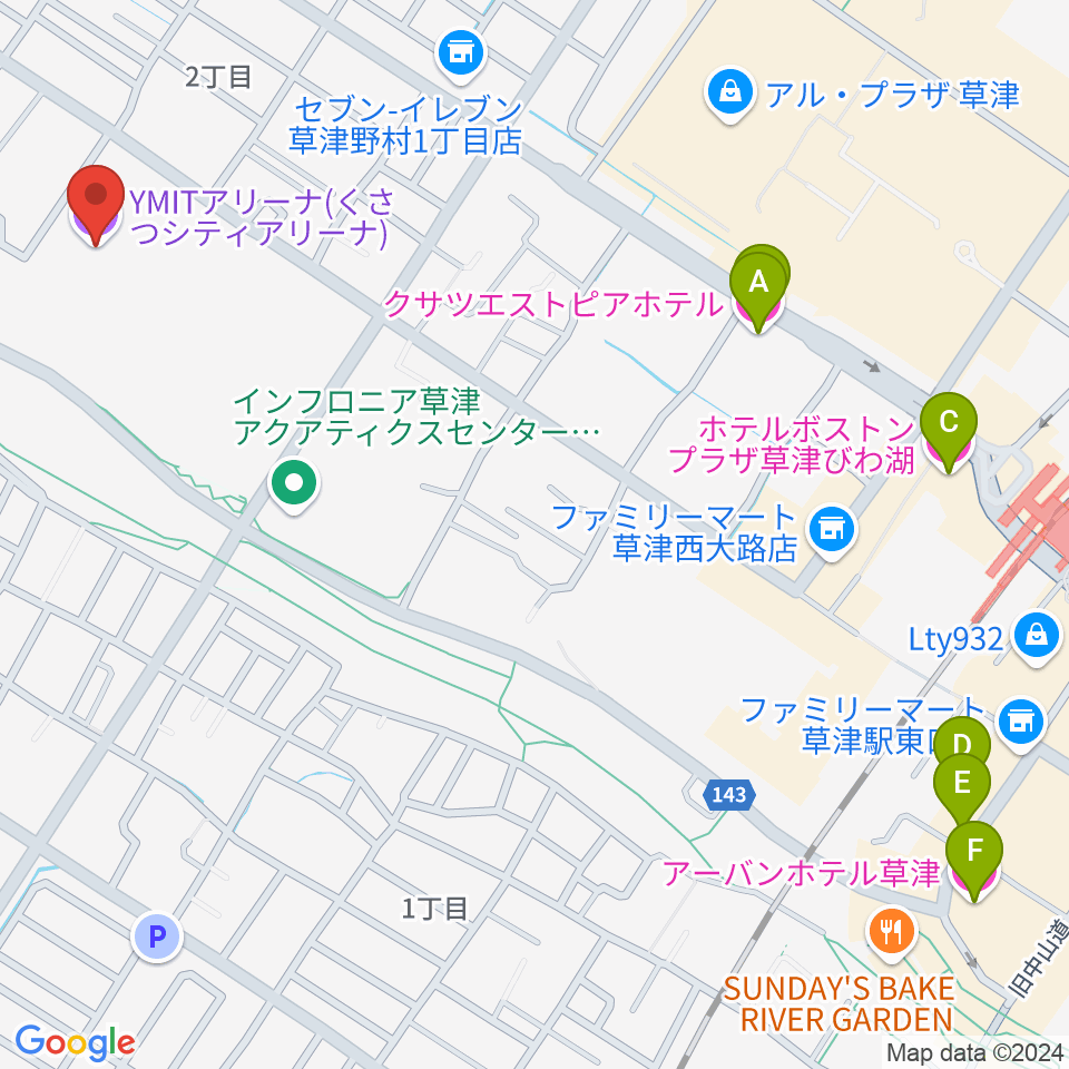 YMITアリーナ周辺のホテル一覧地図