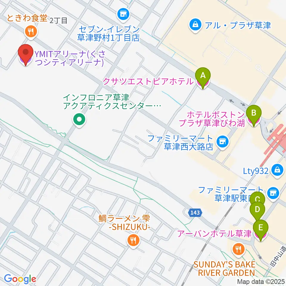 YMITアリーナ周辺のホテル一覧地図