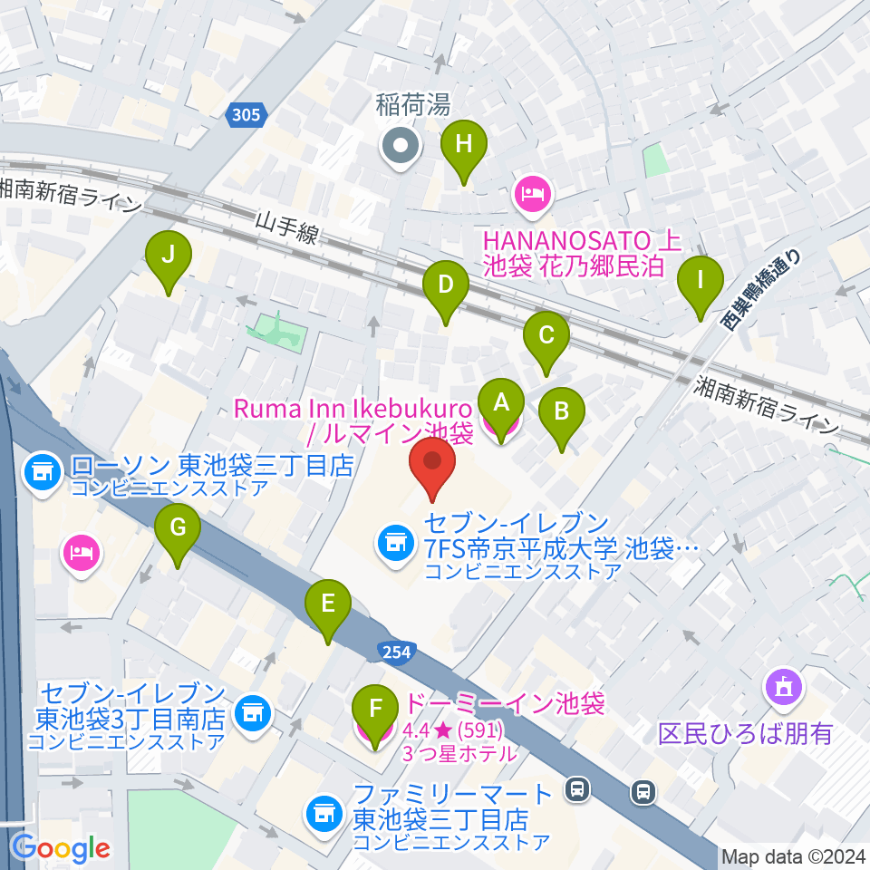 帝京平成大学冲永記念ホール周辺のホテル一覧地図