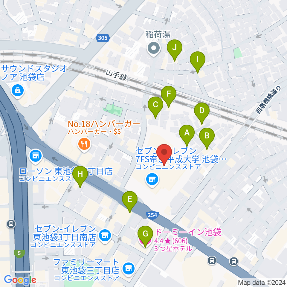 帝京平成大学冲永記念ホール周辺のホテル一覧地図