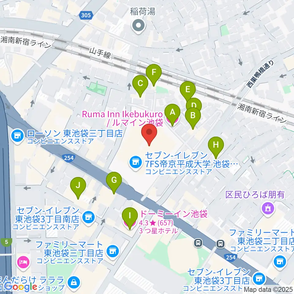 帝京平成大学冲永記念ホール周辺のホテル一覧地図