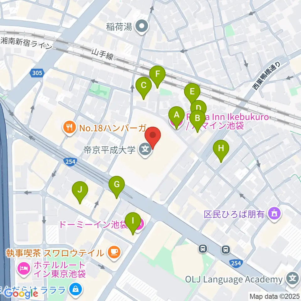 帝京平成大学冲永記念ホール周辺のホテル一覧地図