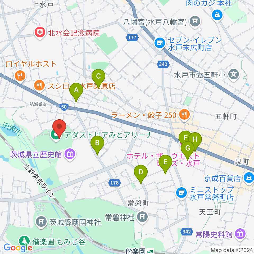 アダストリアみとアリーナ周辺のホテル一覧地図