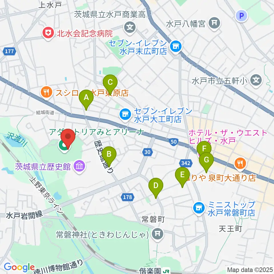 アダストリアみとアリーナ周辺のホテル一覧地図