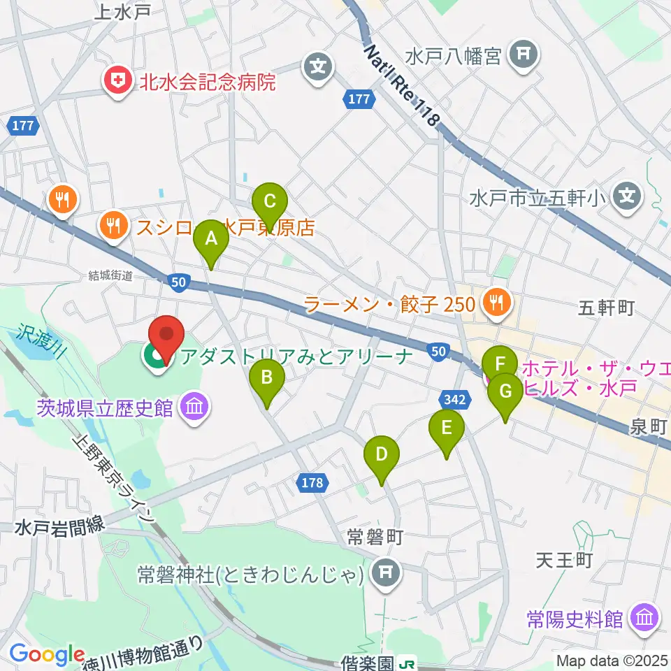 アダストリアみとアリーナ周辺のホテル一覧地図