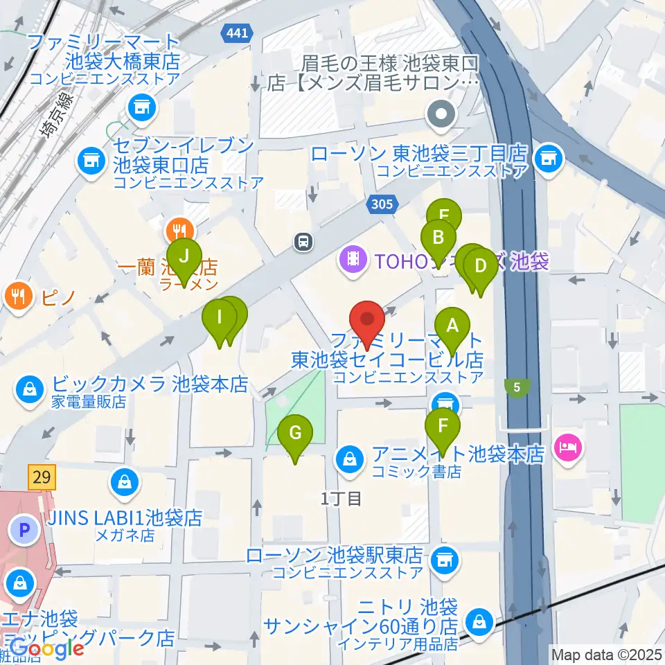 池袋harevutai周辺のホテル一覧地図
