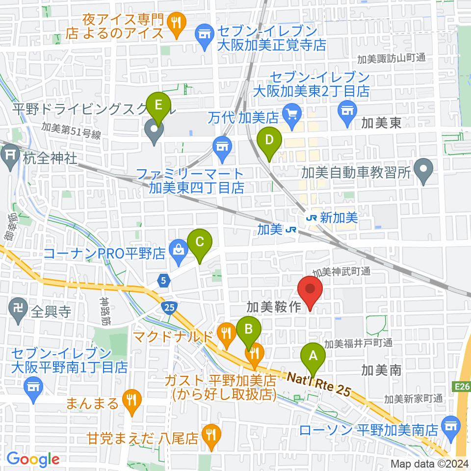 クレアミュージック平野周辺のホテル一覧地図