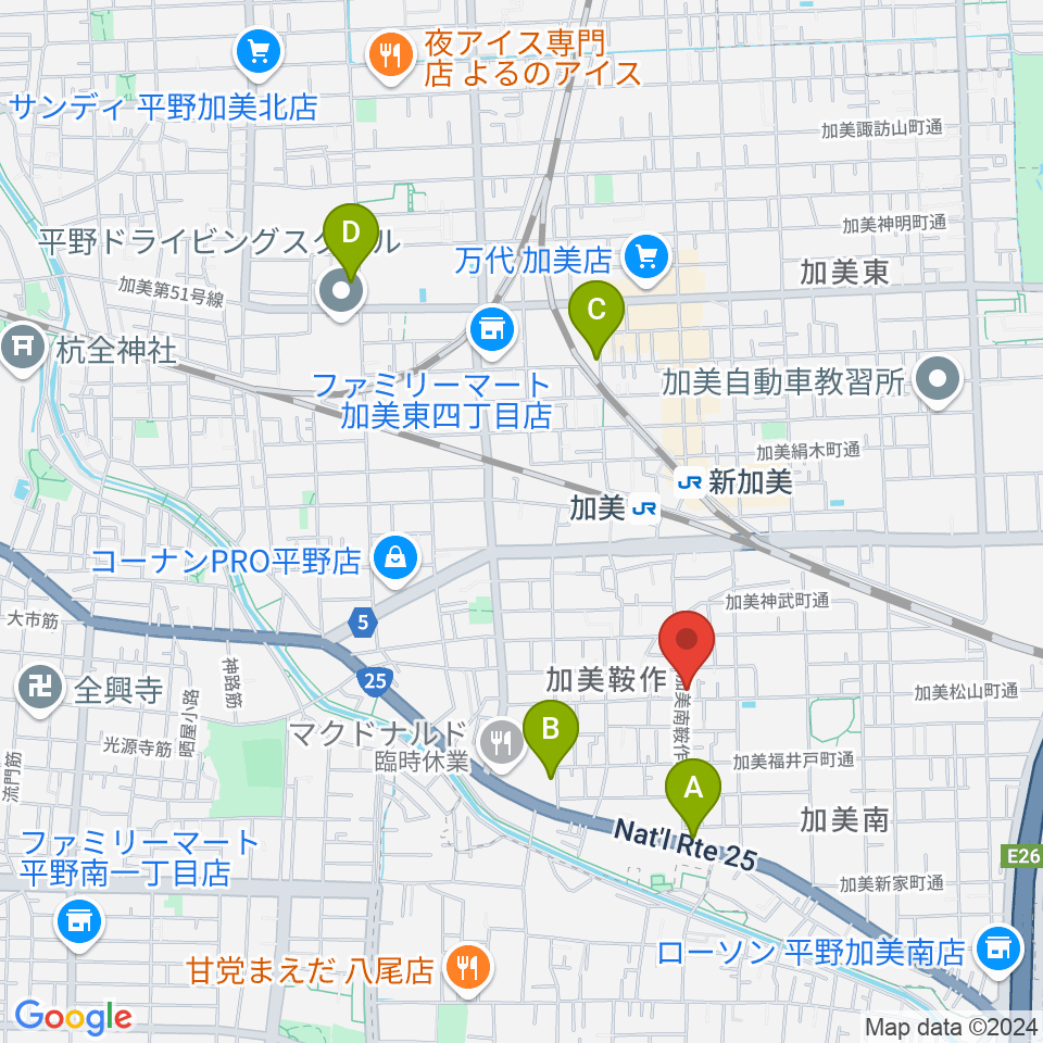 クレアミュージック平野周辺のホテル一覧地図