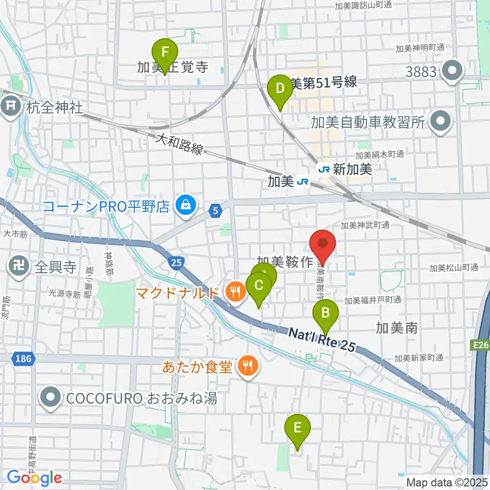 クレアミュージック平野周辺のホテル一覧地図