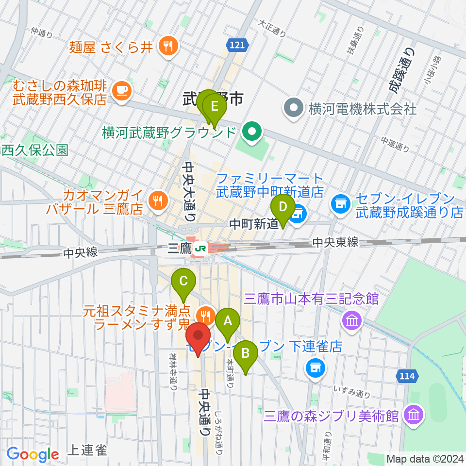 三鷹おんがくのじかん周辺のホテル一覧地図