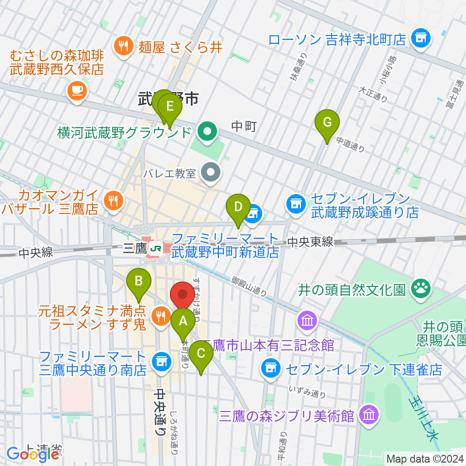 三鷹RI劇場周辺のホテル一覧地図