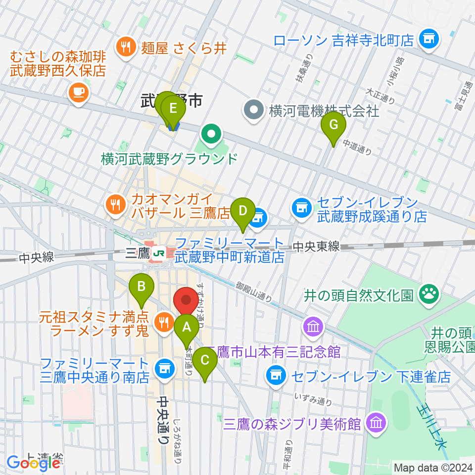 三鷹RI劇場周辺のホテル一覧地図