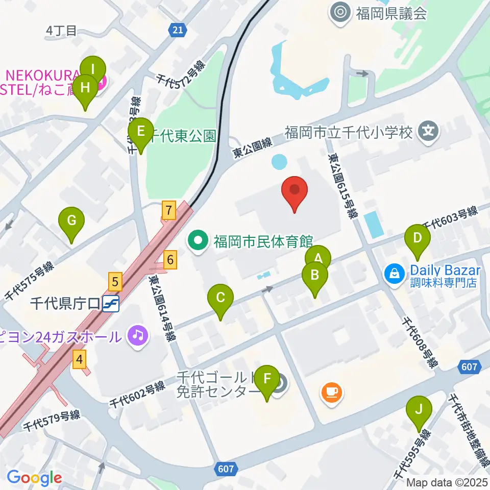 福岡市民体育館周辺のホテル一覧地図