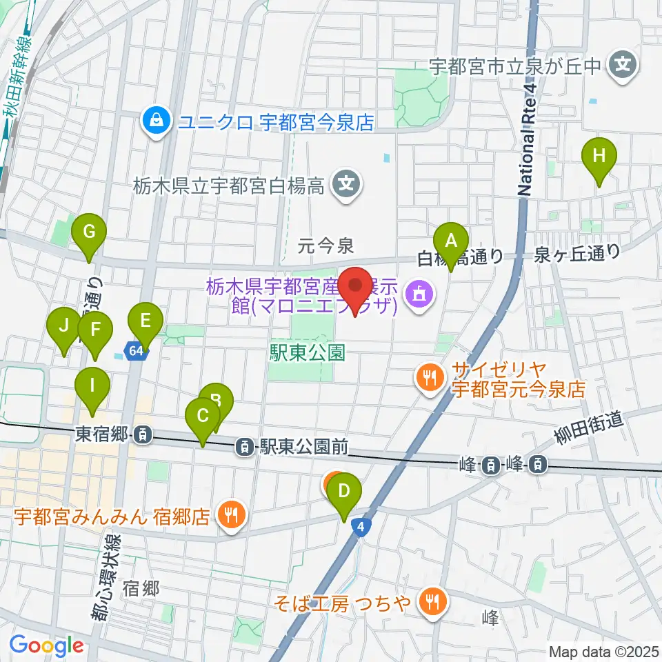 ブレックスアリーナ宇都宮周辺のホテル一覧地図