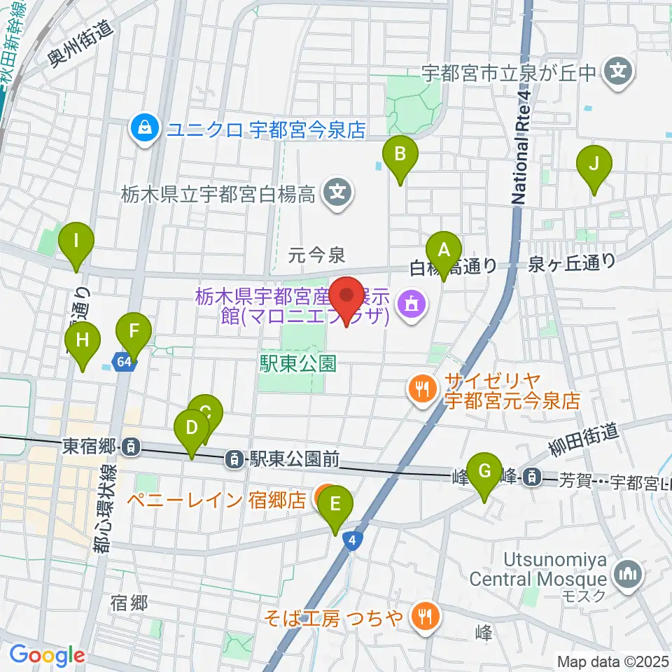 ブレックスアリーナ宇都宮周辺のホテル一覧地図