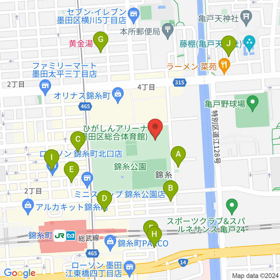 ひがしんアリーナ周辺のホテル一覧地図