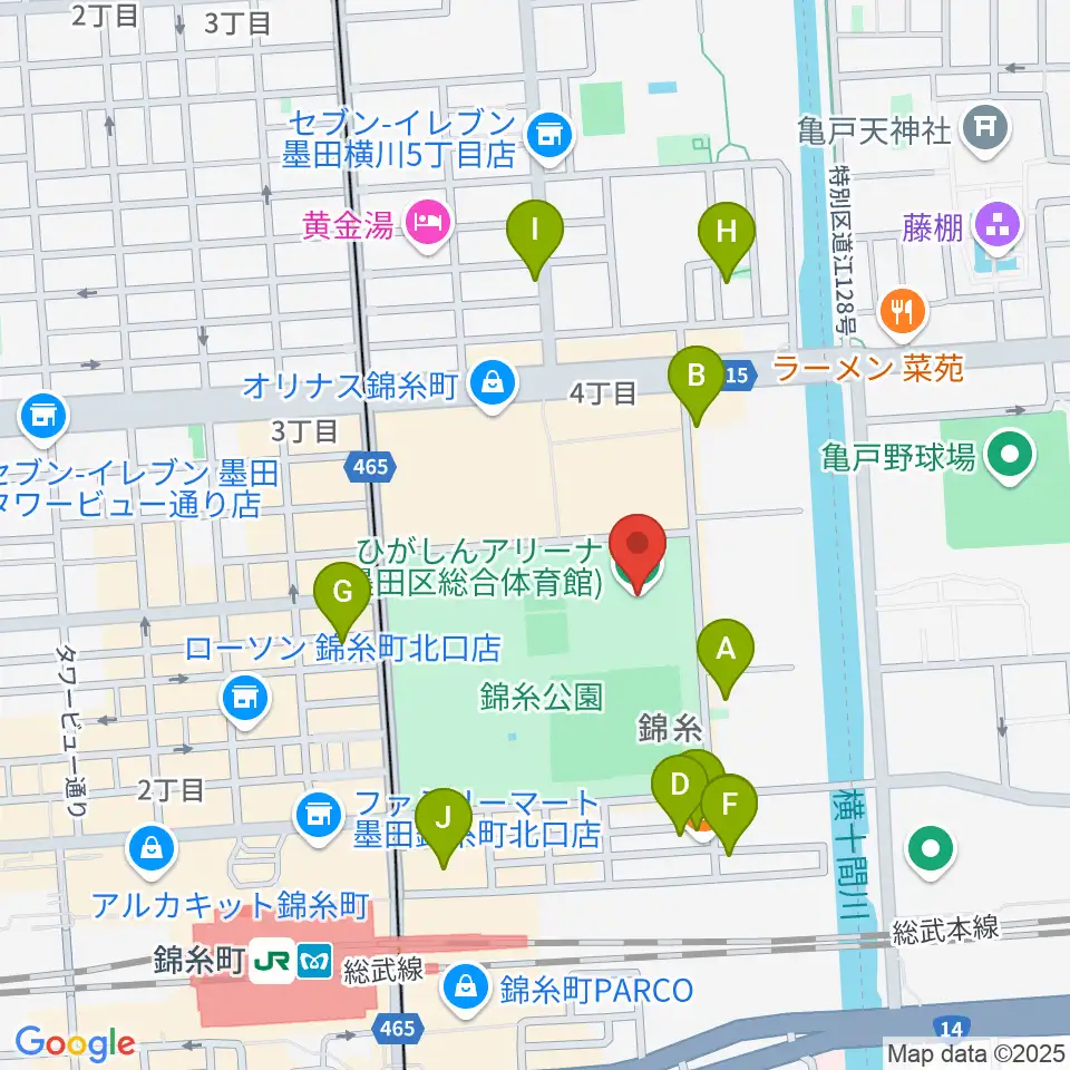 ひがしんアリーナ周辺のホテル一覧地図